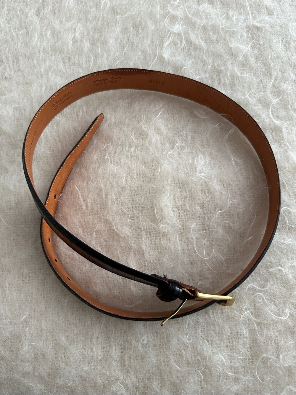 Martin Dingman Italian Calfskin Belt Black Solid Brass Buckle Size 36